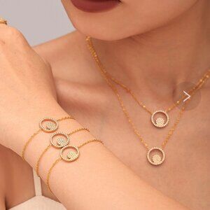 Preppy Style Stainless Steel Zircon 18K Gold Plated Plating Inlay